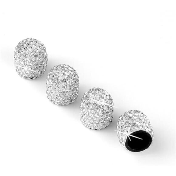 Tire Valve Caps Crystal Rhinestone Bling Universal Accessory Car Truck 4-Pack - Picture 1 of 6